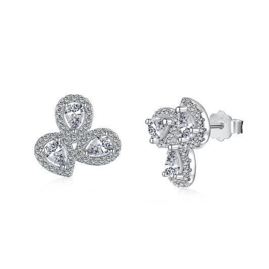 [Elowen Jewels]Ornate Flower Shape Pear Cut Lover Earrings