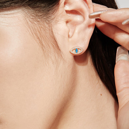 [Elowen Jewels]Blue Devil Eyes Hollow Stud Earrings