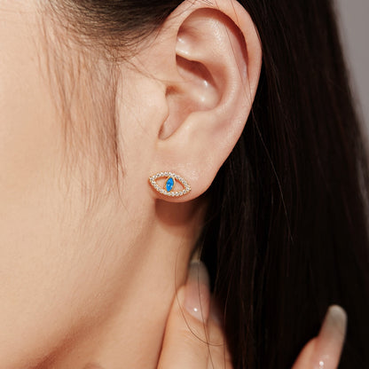 [Elowen Jewels]Blue Devil Eyes Hollow Stud Earrings