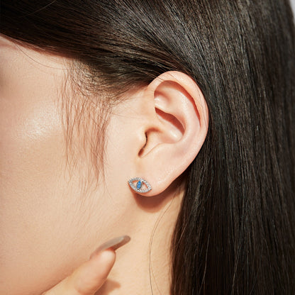 [Elowen Jewels]Blue Devil Eyes Hollow Stud Earrings