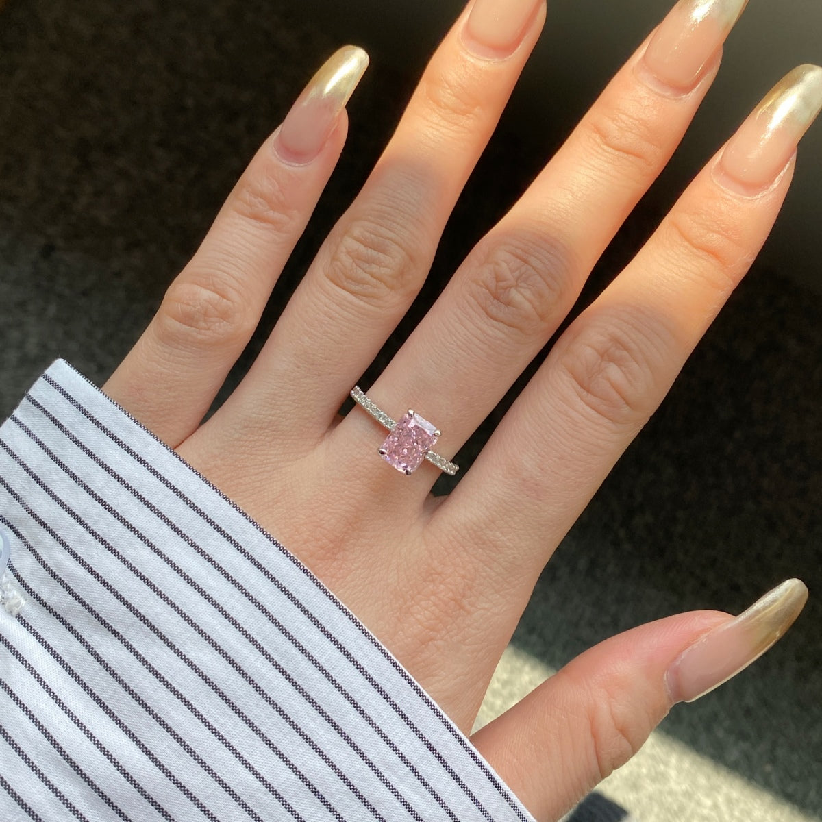 [Elowen Jewels]2.0 Carat Dazzling Sparkling Radiant Cut Party Ring