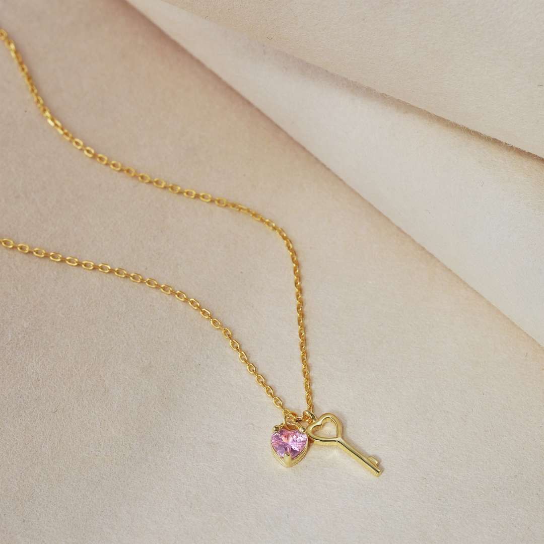 [Elowen Jewels]Unique Heart Shape Key Pendent Necklace
