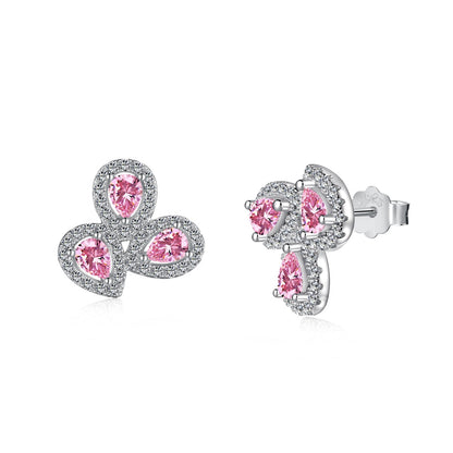 [Elowen Jewels]Ornate Flower Shape Pear Cut Lover Earrings