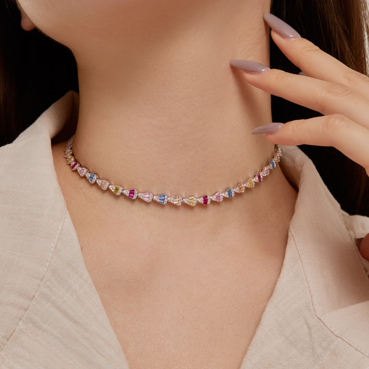 [Elowen Jewels]Radiant Colorful Rainbow Necklace