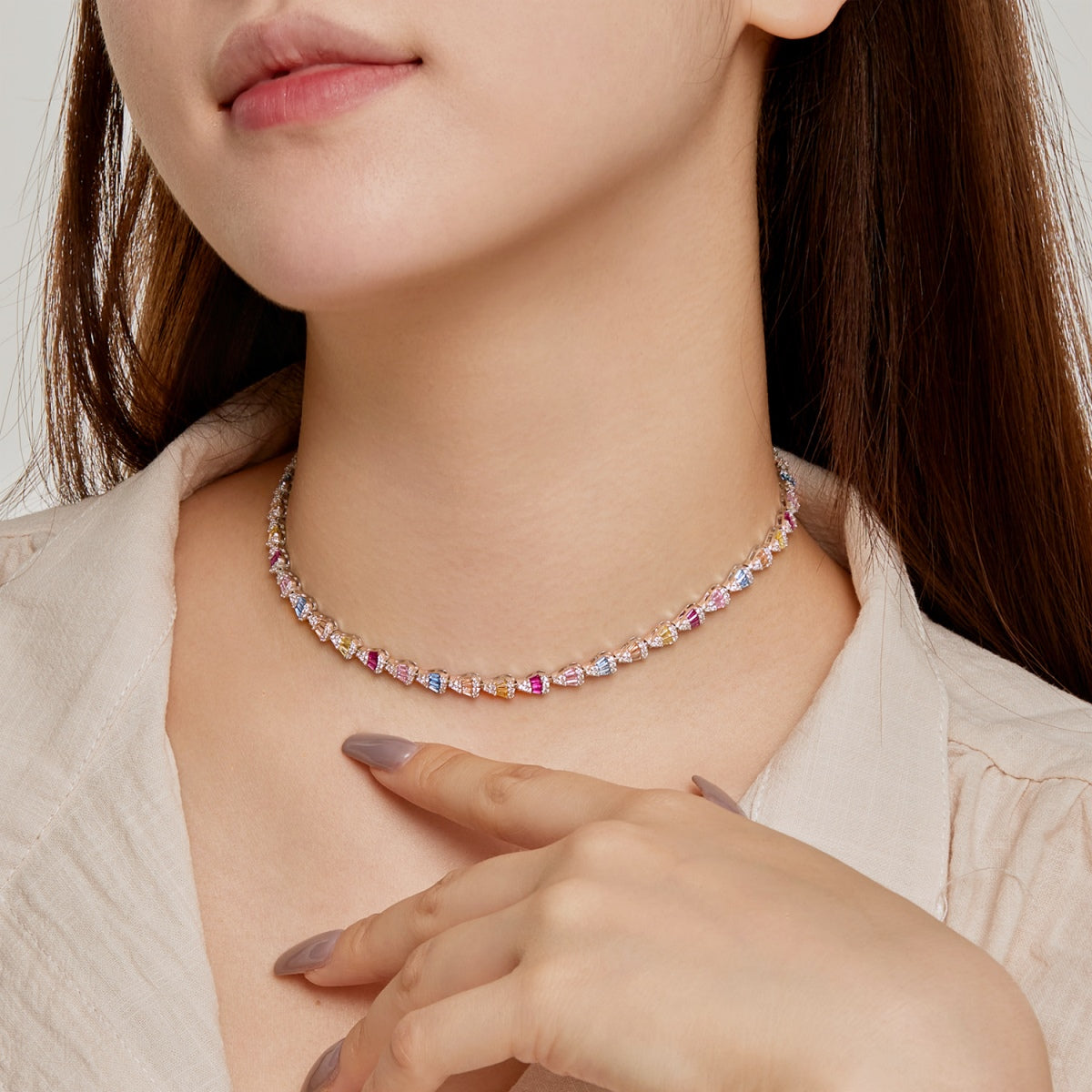 [Elowen Jewels]Radiant Colorful Rainbow Necklace