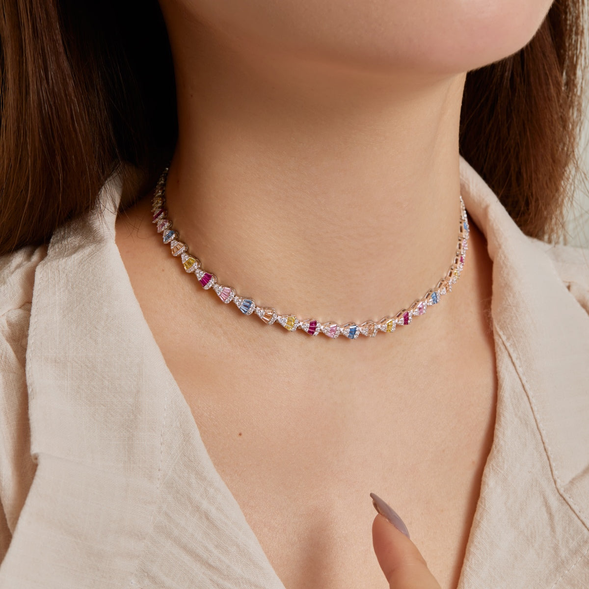 [Elowen Jewels]Radiant Colorful Rainbow Necklace