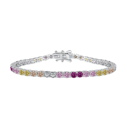 [Elowen Jewels]Radiant Colorful Round Cut Tennis Bracelet