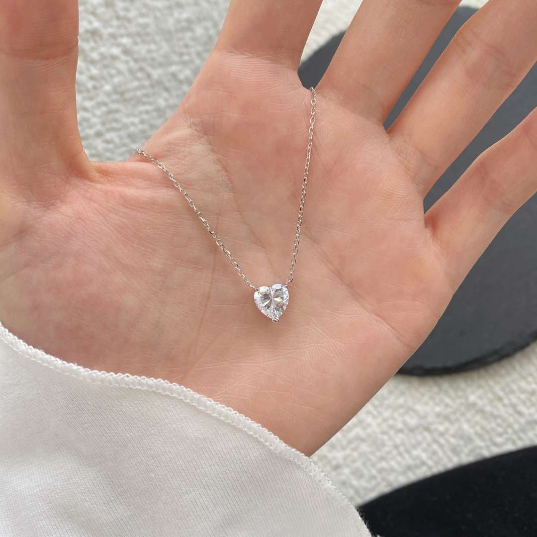 [Elowen Jewels]Heart Shape Main Stone Pendant Collarbone Necklace