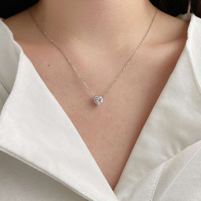 [Elowen Jewels]Heart Shape Main Stone Pendant Collarbone Necklace