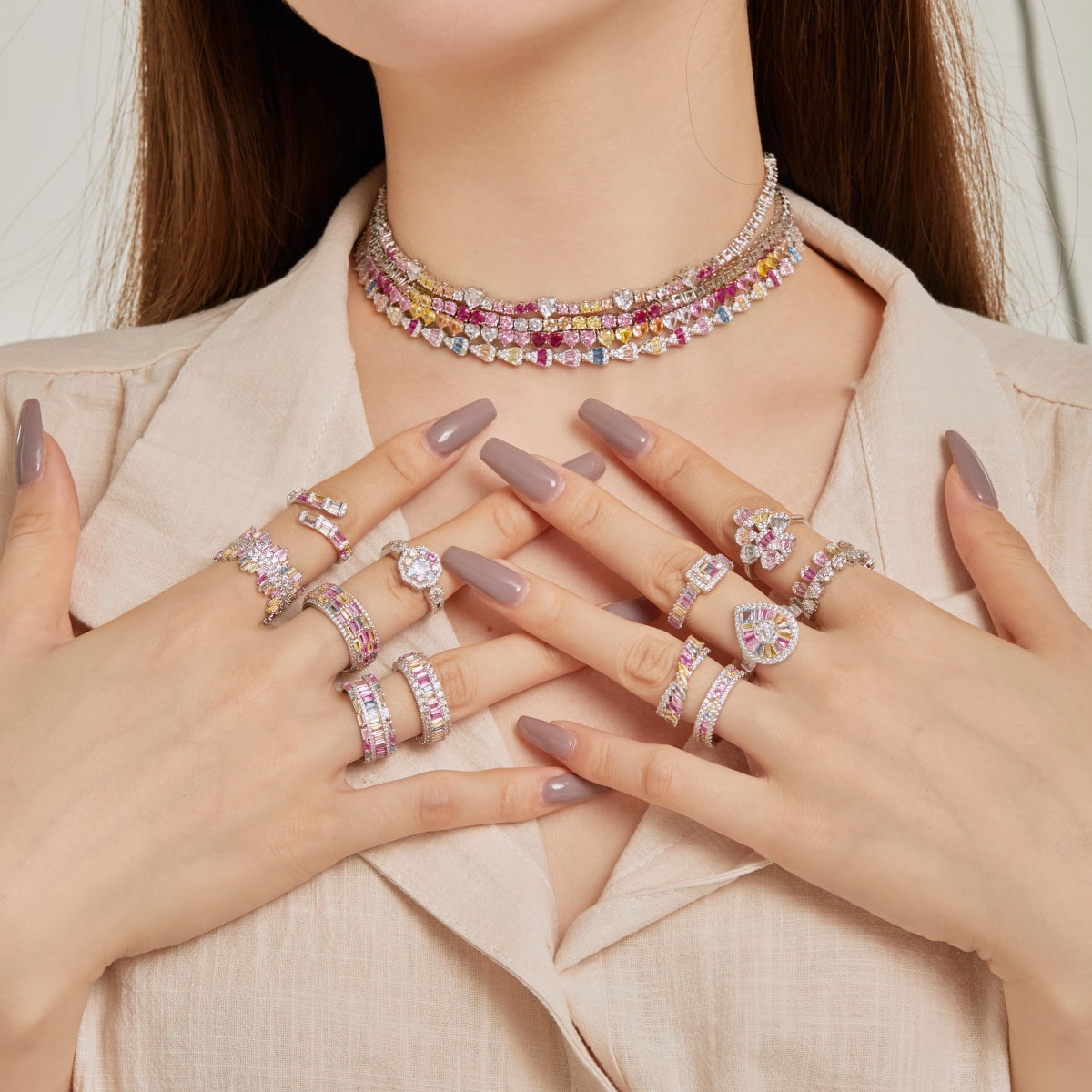 [Elowen Jewels]Delicate Colorful Rainbow Tennis Chain