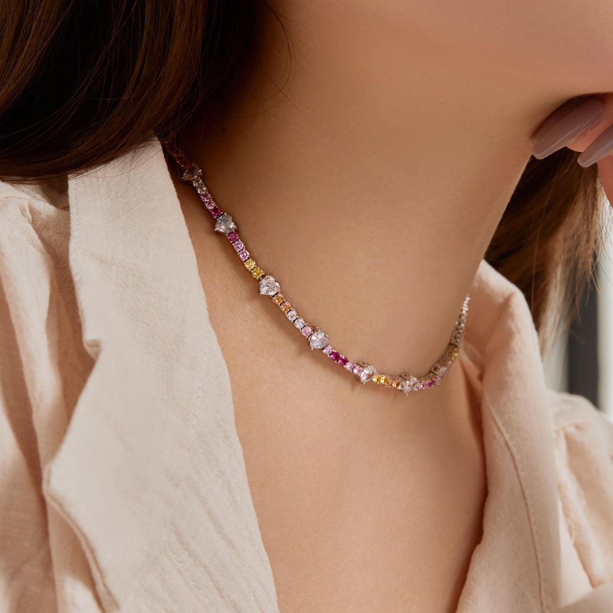 [Elowen Jewels]Delicate Colorful Rainbow Tennis Chain