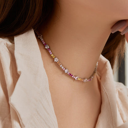 [Elowen Jewels]Delicate Colorful Rainbow Tennis Chain