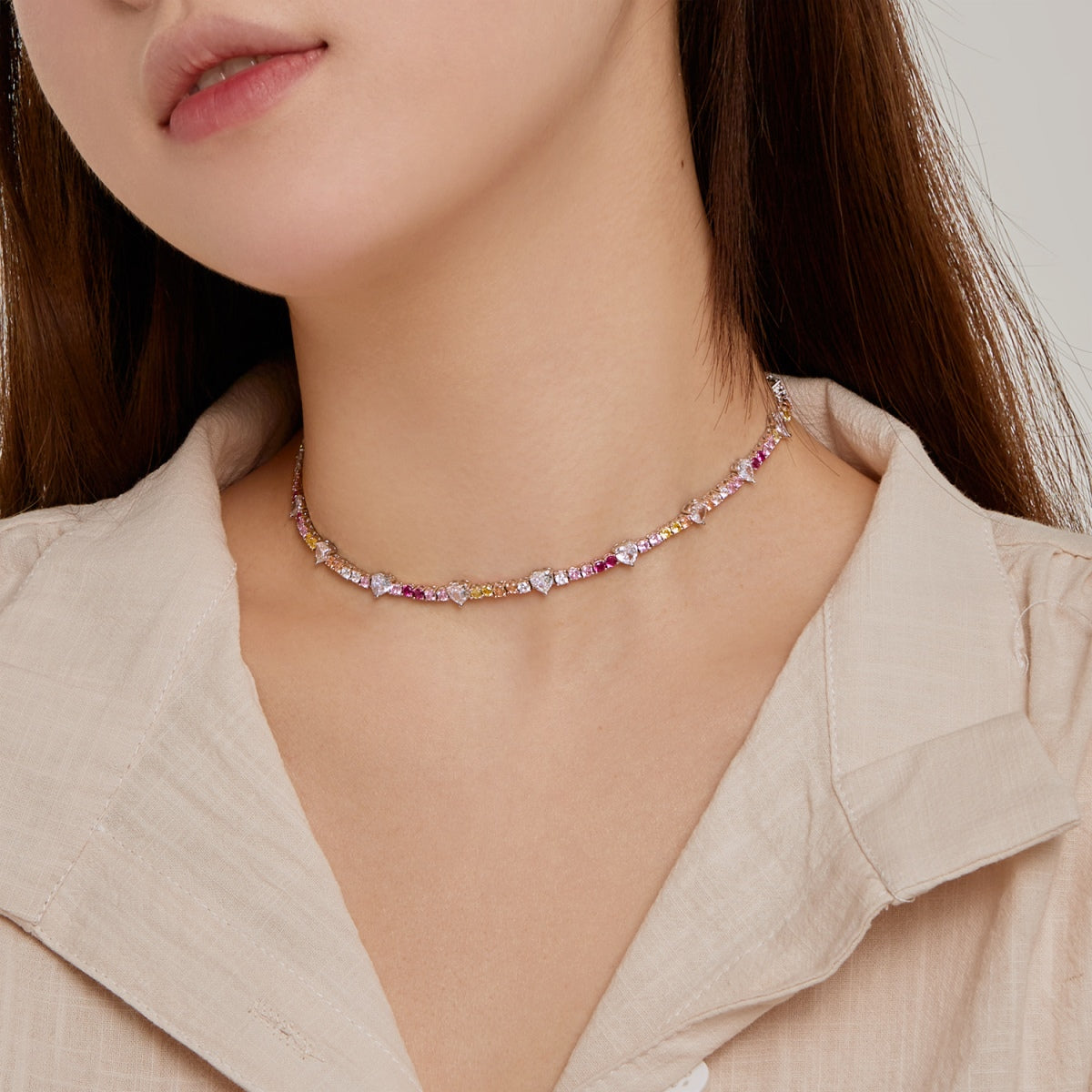 [Elowen Jewels]Delicate Colorful Rainbow Tennis Chain