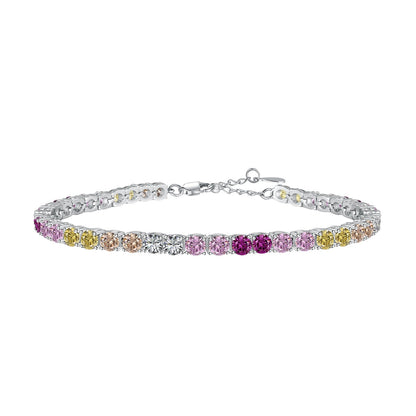 [Elowen Jewels]Radiant Colorful Round Cut Tennis Bracelet