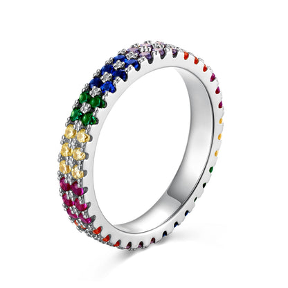 [Elowen Jewels]Unique Colorful Round Cut Tennis Ring