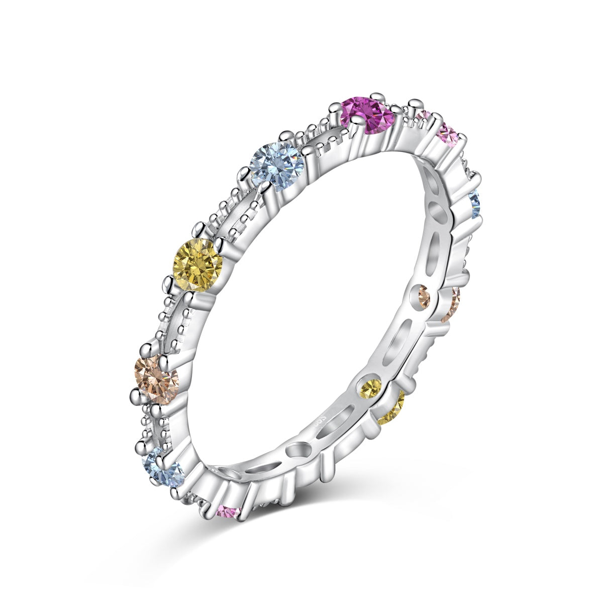 [Elowen Jewels]Sparkling Colorful Round Cut Tennis Ring