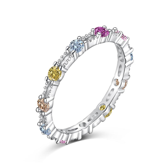 [Elowen Jewels]Sparkling Colorful Round Cut Tennis Ring