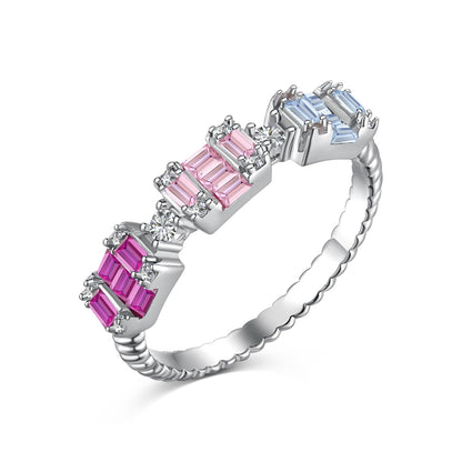 [Elowen Jewels]Unique Colorful Emerald Cut Party Ring
