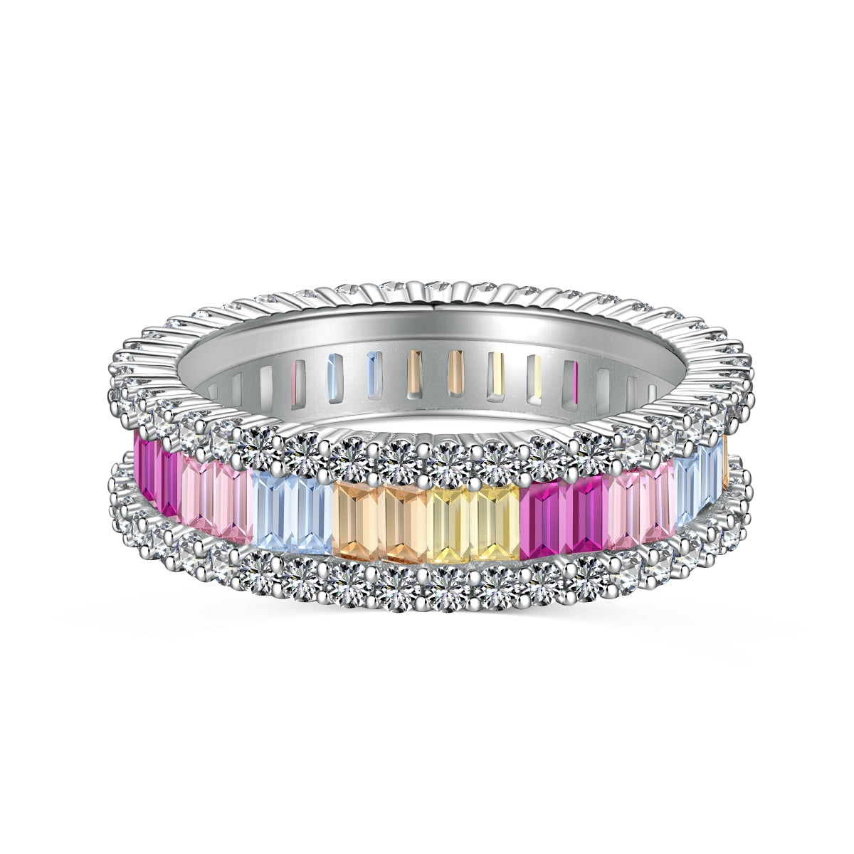[Elowen Jewels]Dainty Kaleidoscopic Emerald Cut Daily Ring