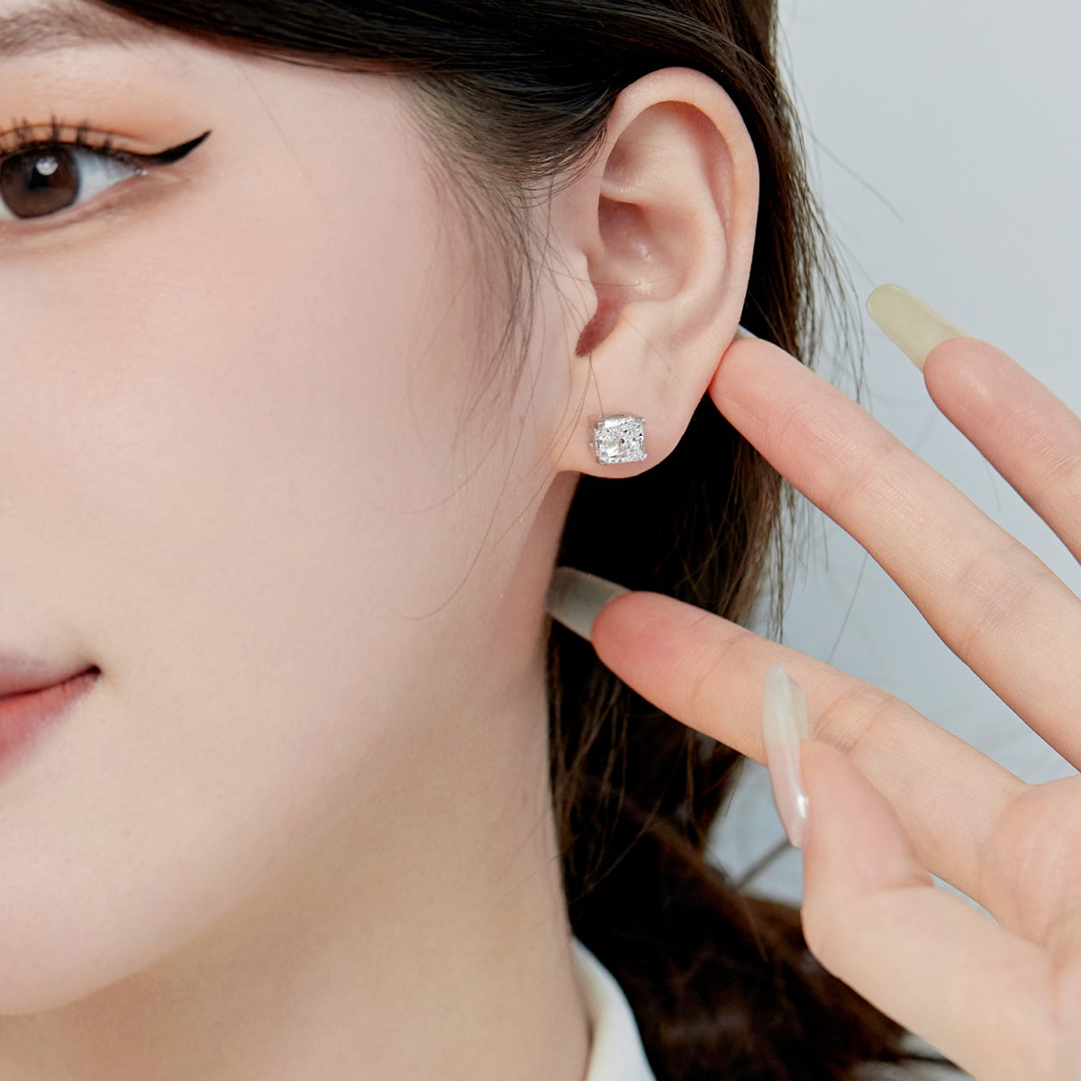 [Elowen Jewels]1.0 Carat Radiant Princess Cut Wedding Earrings