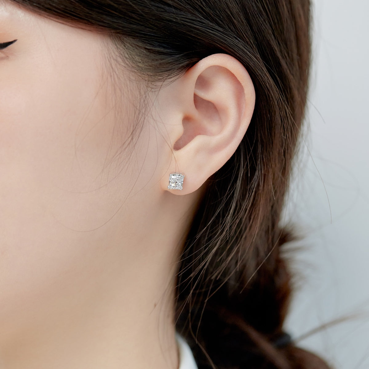 [Elowen Jewels]1.0 Carat Radiant Princess Cut Wedding Earrings