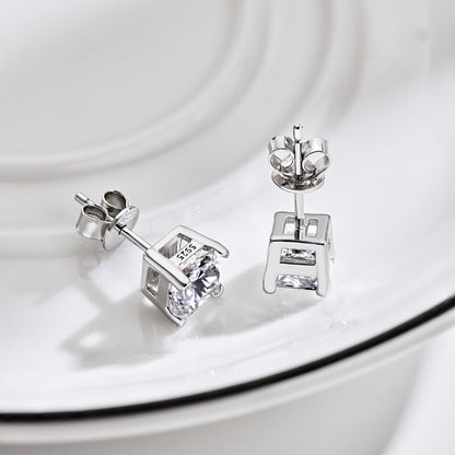 [Elowen Jewels]1.0 Carat Radiant Princess Cut Wedding Earrings