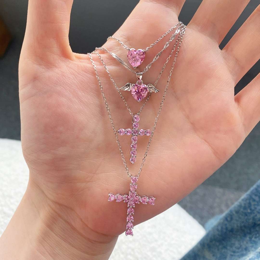 [Elowen Jewels]Heart Shape Main Stone Pendant Collarbone Necklace