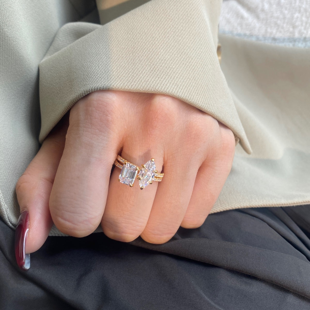 [Elowen Jewels]2.0 Carat Scintillating Ornate Radiant Cut Party Ring