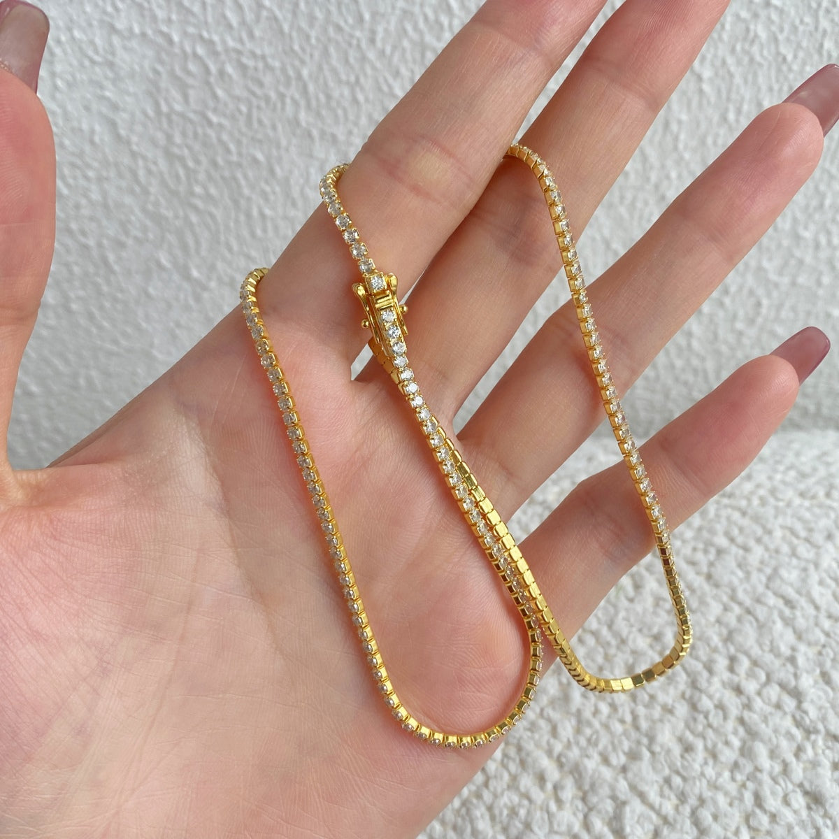 [Elowen Jewels]Delicate Round Shape Tennis Necklace