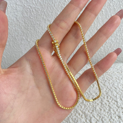 [Elowen Jewels]Delicate Round Shape Tennis Necklace