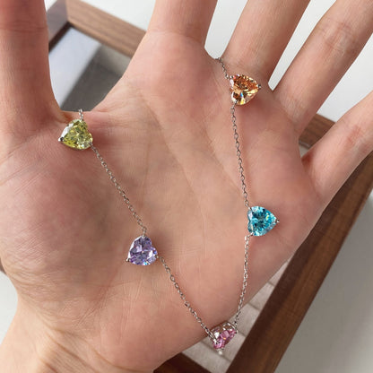 [Elowen Jewels]Sparkling Colorful Heart Cut Necklace