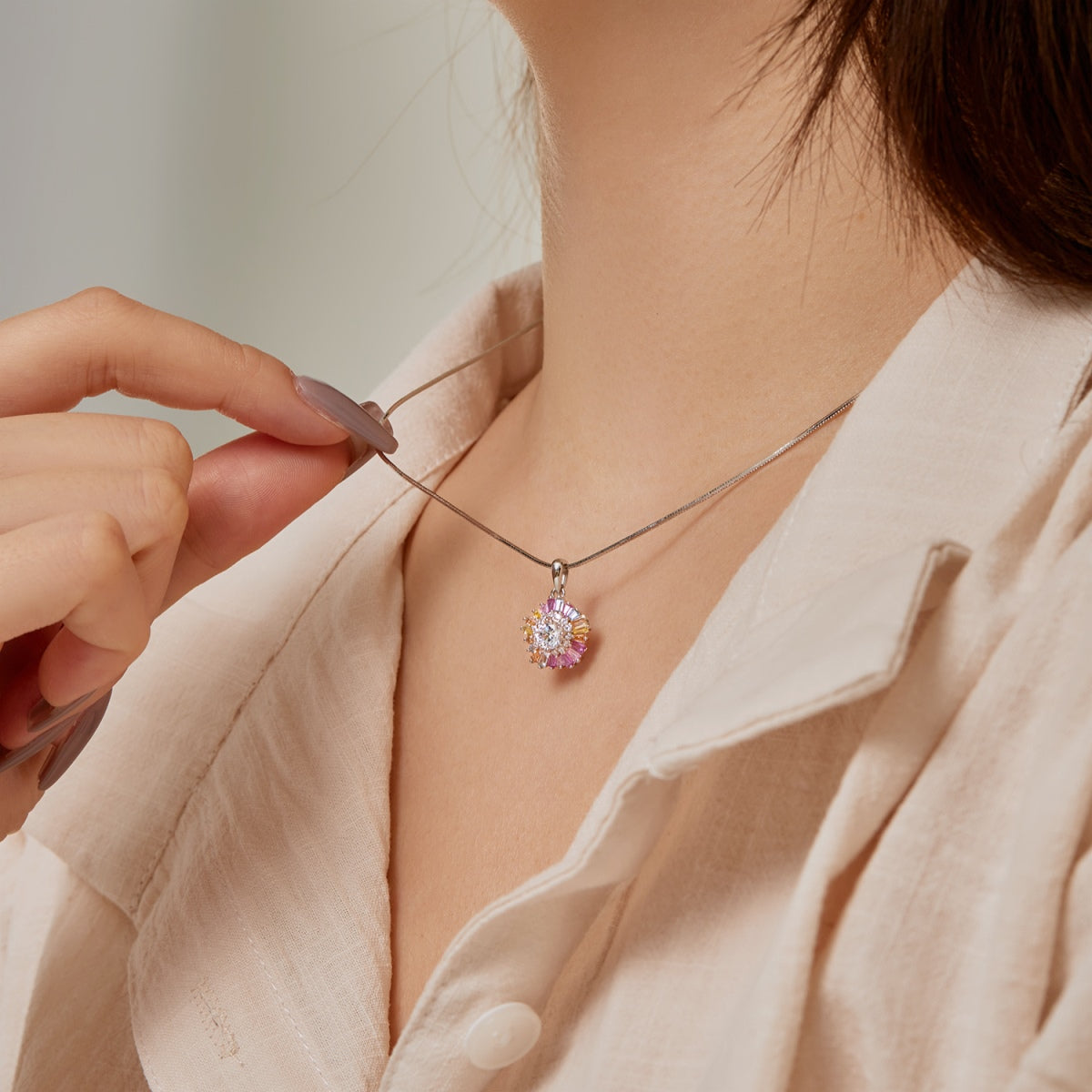 [Elowen Jewels]Charming Flower Colorful Necklace