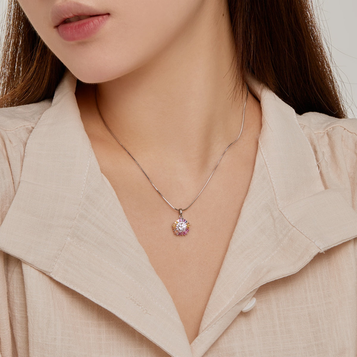 [Elowen Jewels]Charming Flower Colorful Necklace