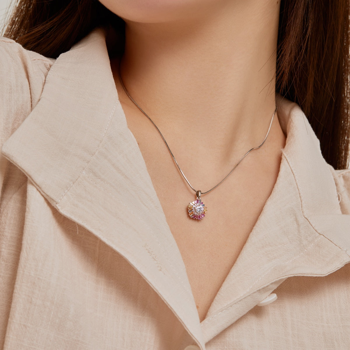 [Elowen Jewels]Charming Flower Colorful Necklace
