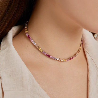 [Elowen Jewels]Delicate Colorful Tennis Necklace