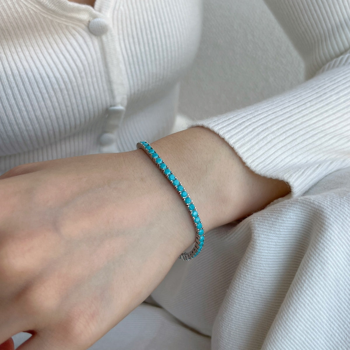 [Elowen Jewels]Dainty Charming Round Cut Tennis Bracelet