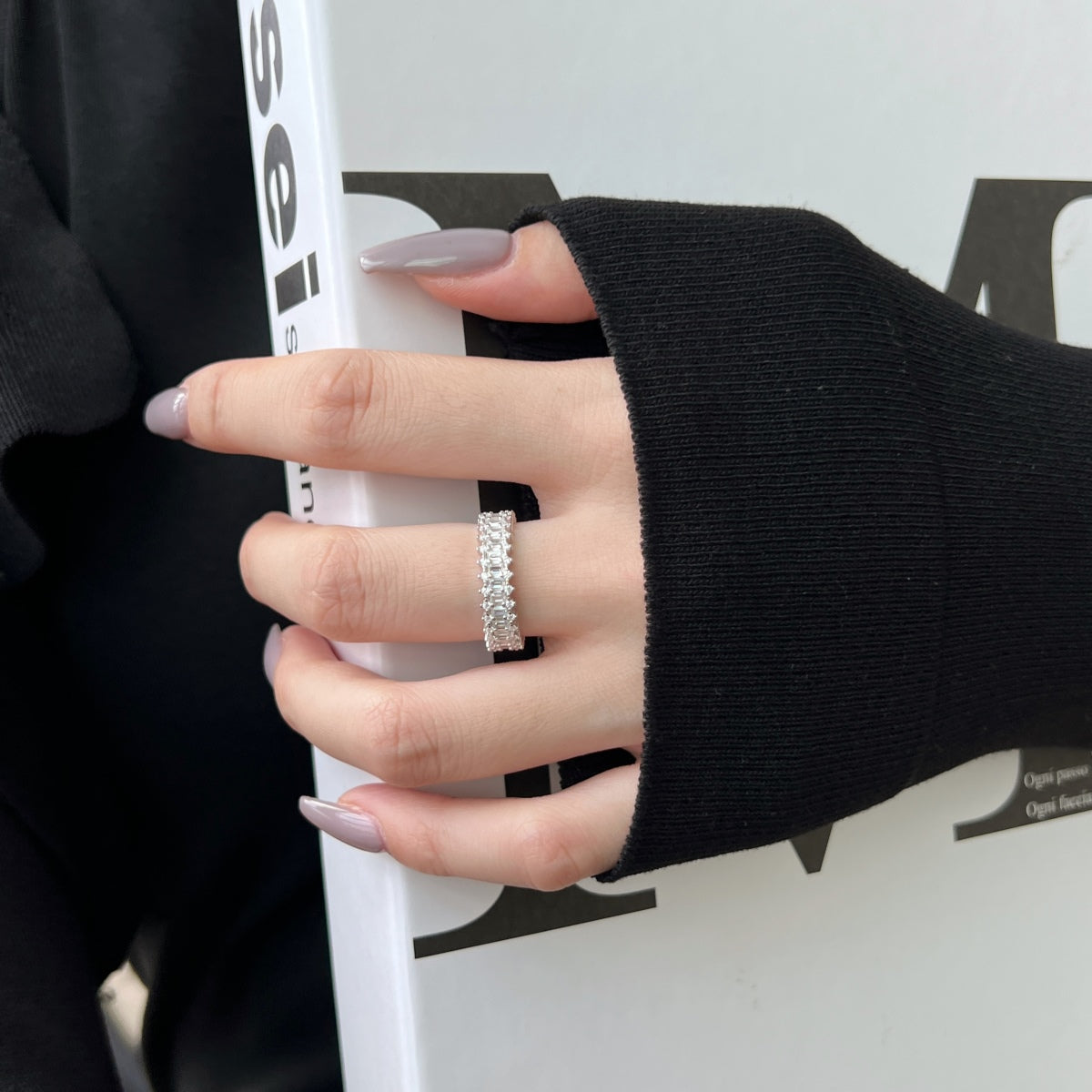 [Elowen Jewels]Splashy Ornate Emerald Cut Cocktail Ring