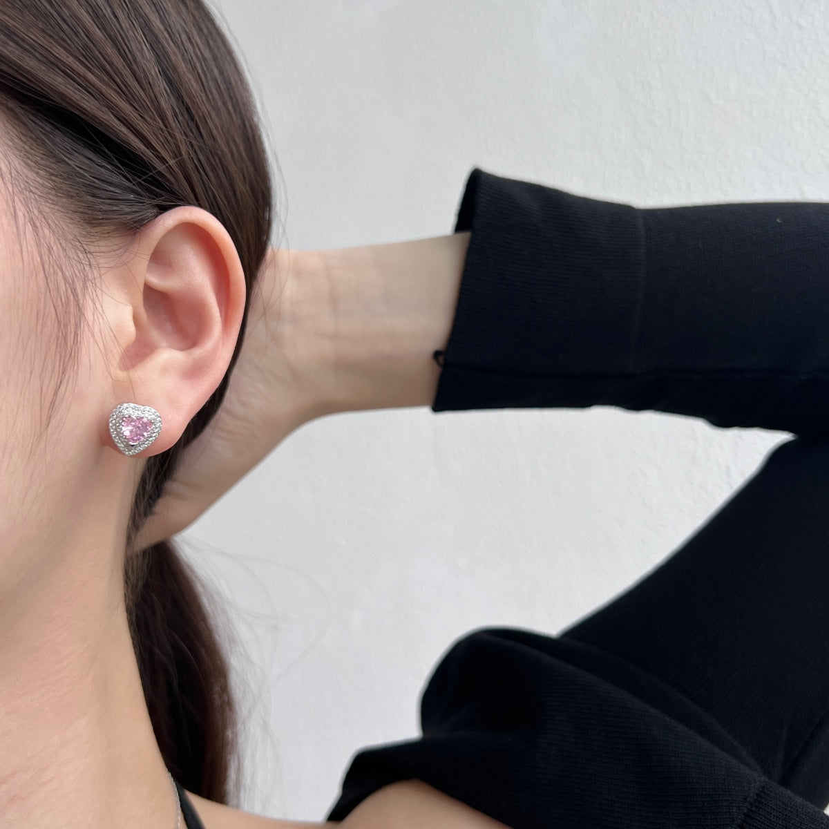 [Elowen Jewels]Dazzling Heart Shape Lover Earrings