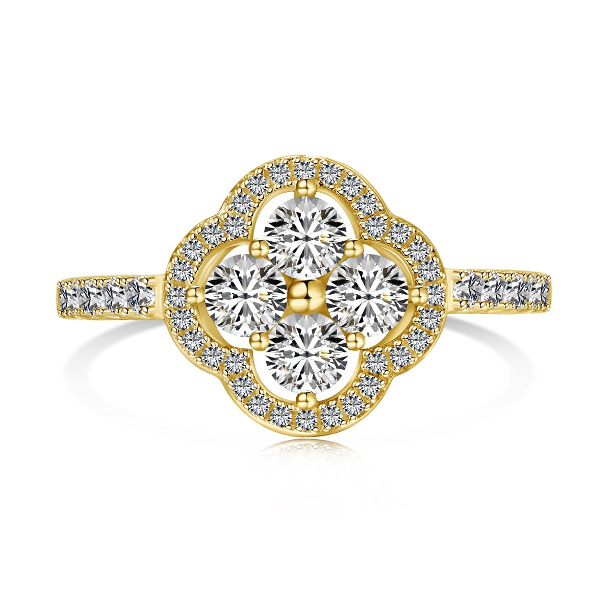[Elowen Jewels]Four Leaf Clover Flower Design Ring