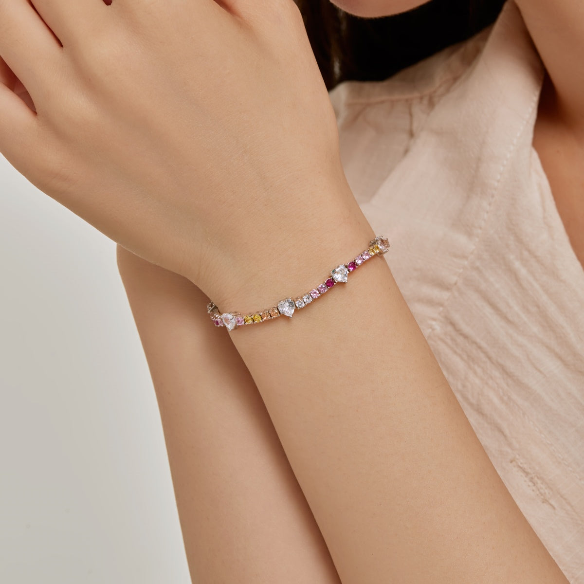 [Elowen Jewels]Romantic Heart Shape Round Cut Lover Bracelet