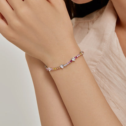 [Elowen Jewels]Romantic Heart Shape Round Cut Lover Bracelet
