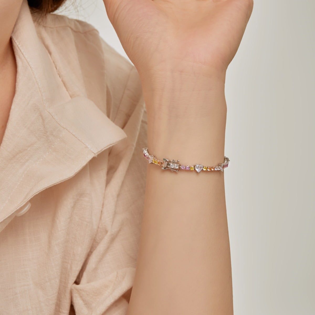 [Elowen Jewels]Romantic Heart Shape Round Cut Lover Bracelet