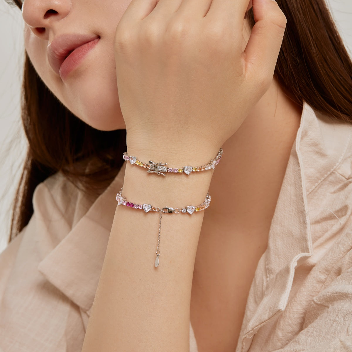 [Elowen Jewels]Romantic Heart Shape Round Cut Lover Bracelet