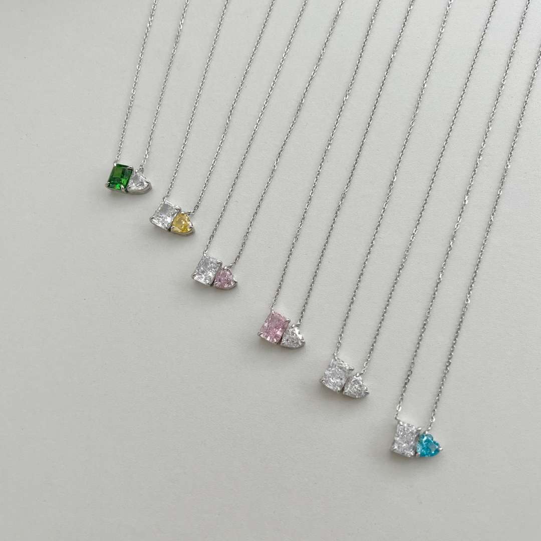 [Elowen Jewels]Dazzling Square & Heart Shape Necklace