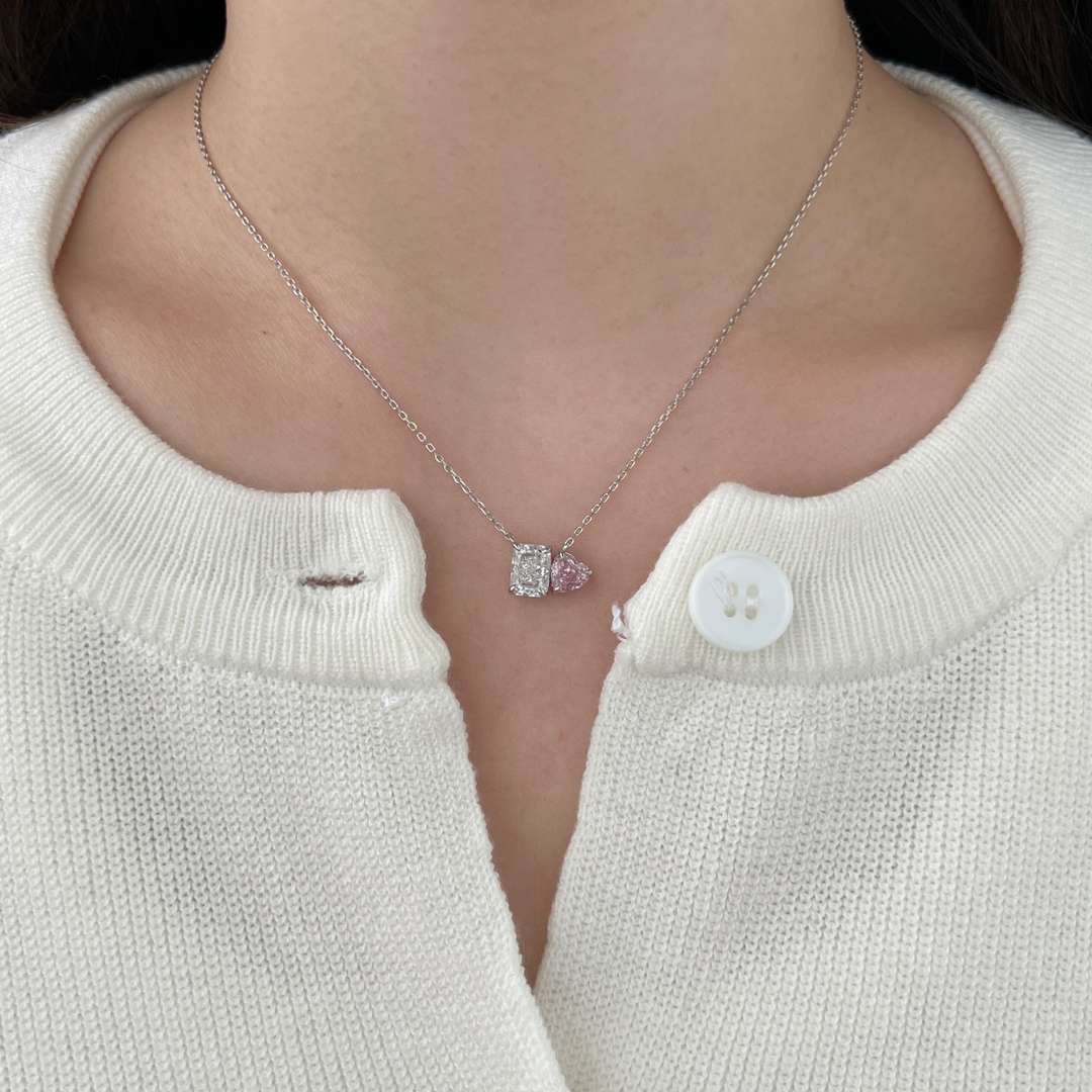 [Elowen Jewels]Dazzling Square & Heart Shape Necklace