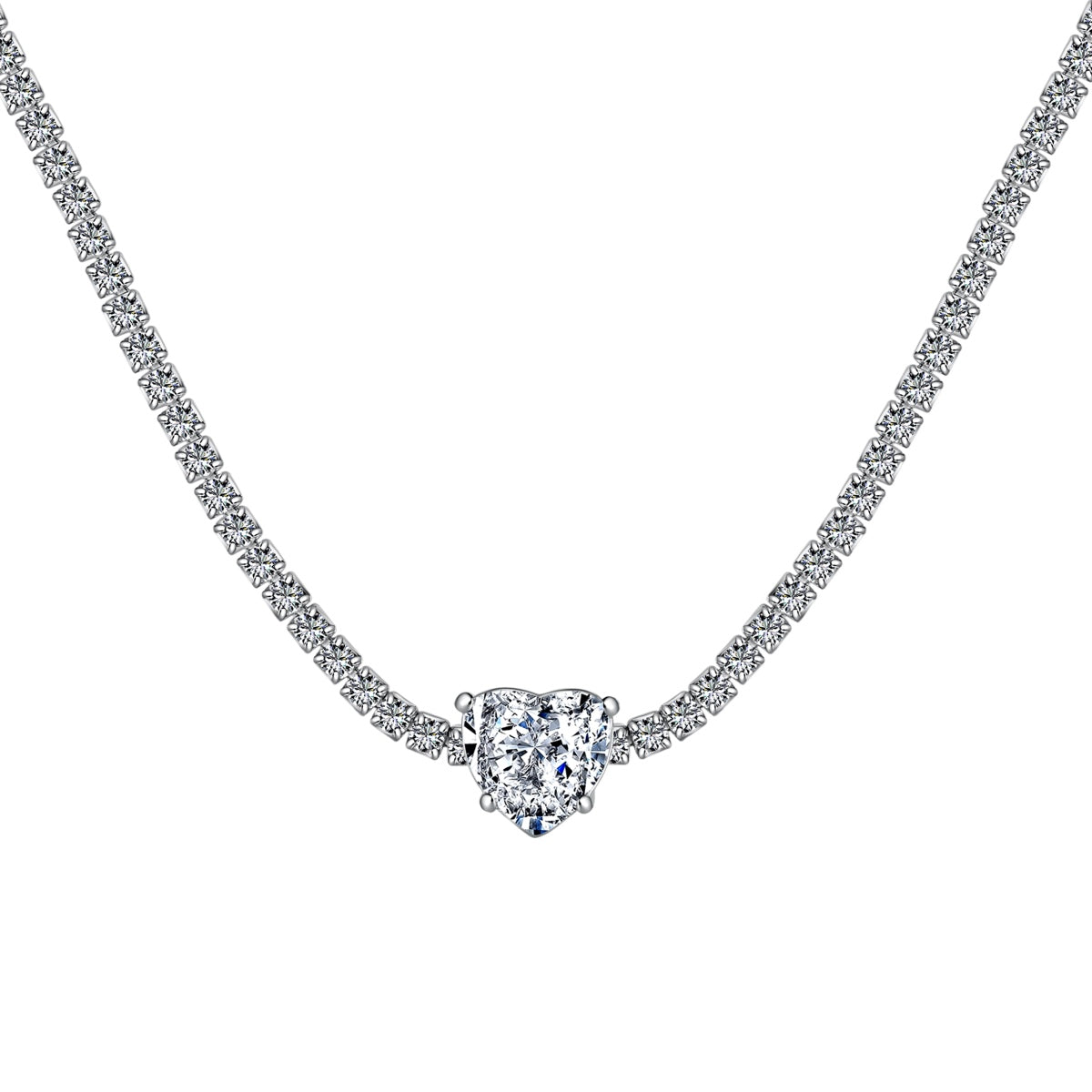 [Elowen Jewels]2.0 Carat Sparkling Tennis Heart Cut Necklace