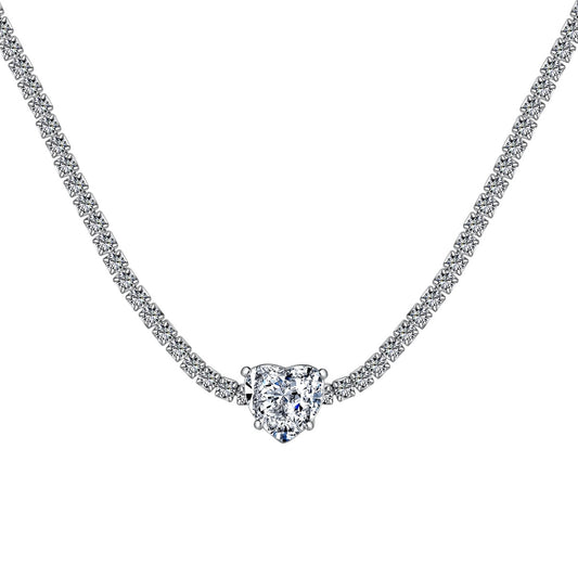 [Elowen Jewels]2.0 Carat Sparkling Tennis Heart Cut Necklace