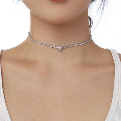 [Elowen Jewels]2.0 Carat Sparkling Tennis Heart Cut Necklace