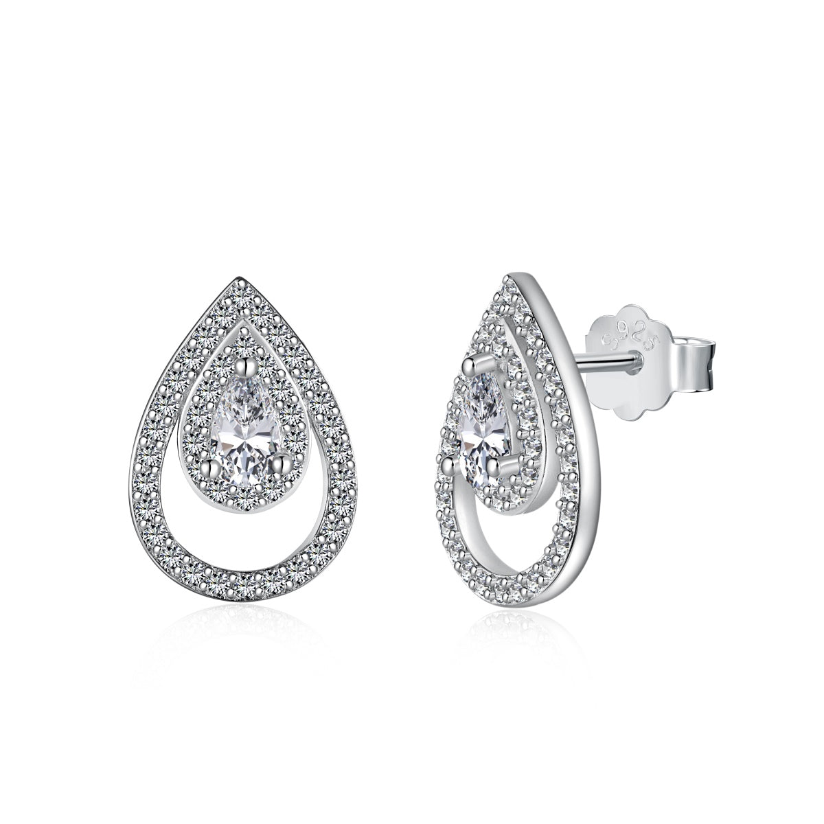 [Elowen Jewels]Sparkling Delicate Water Drop Shape Daily Earrings