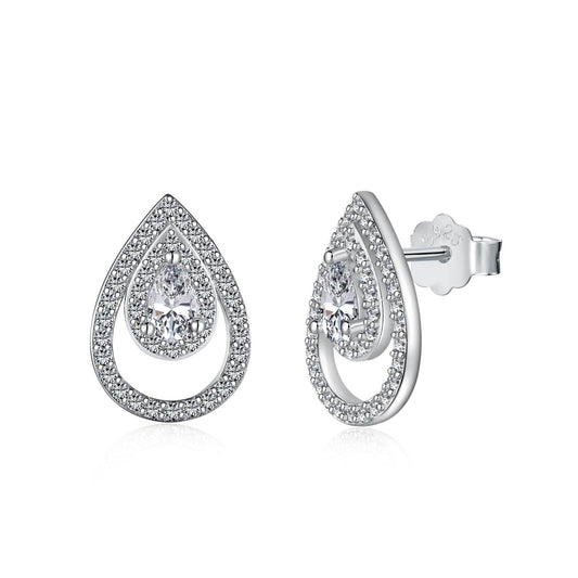 [Elowen Jewels]Sparkling Delicate Water Drop Shape Daily Earrings